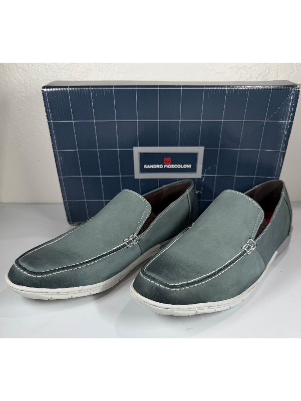 SANDRO MOSCOLONI NIB GUY DOUBLE GORE MOC TOE LEATHER SLIP-ON LOAFER. SIZE 10.5 D - Picture 3 of 9